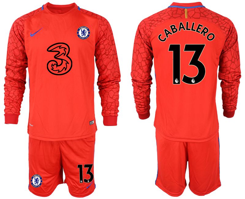 Men 2020-2021 club Chelsea red goalkeeper long sleeve #13 Soccer Jerseys1